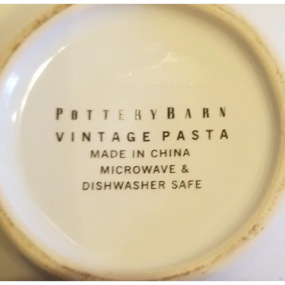 Pottery Barn Pasta Parmigiano Serving Bowl Lid & Spoon White & Red Ceramic